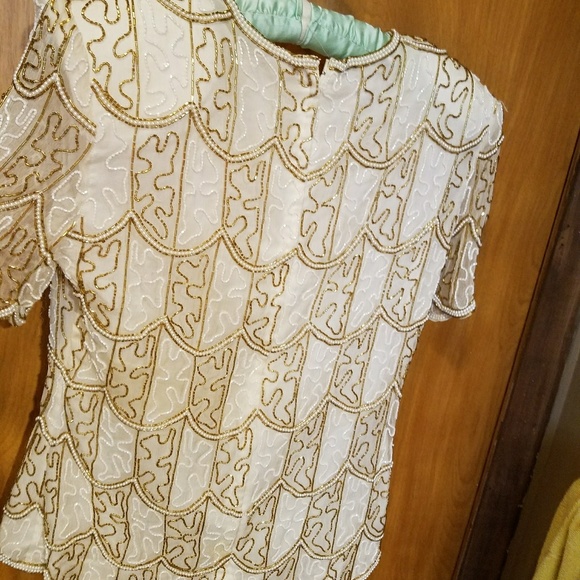 Women's silk sequence evening top - Picture 2 of 4